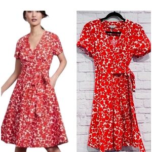 Floral Red Wrap Dress